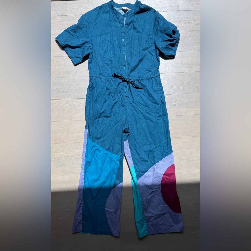 Vibrant Blue Jumpsuit with Relaxed Fit and Drawstring Waist
